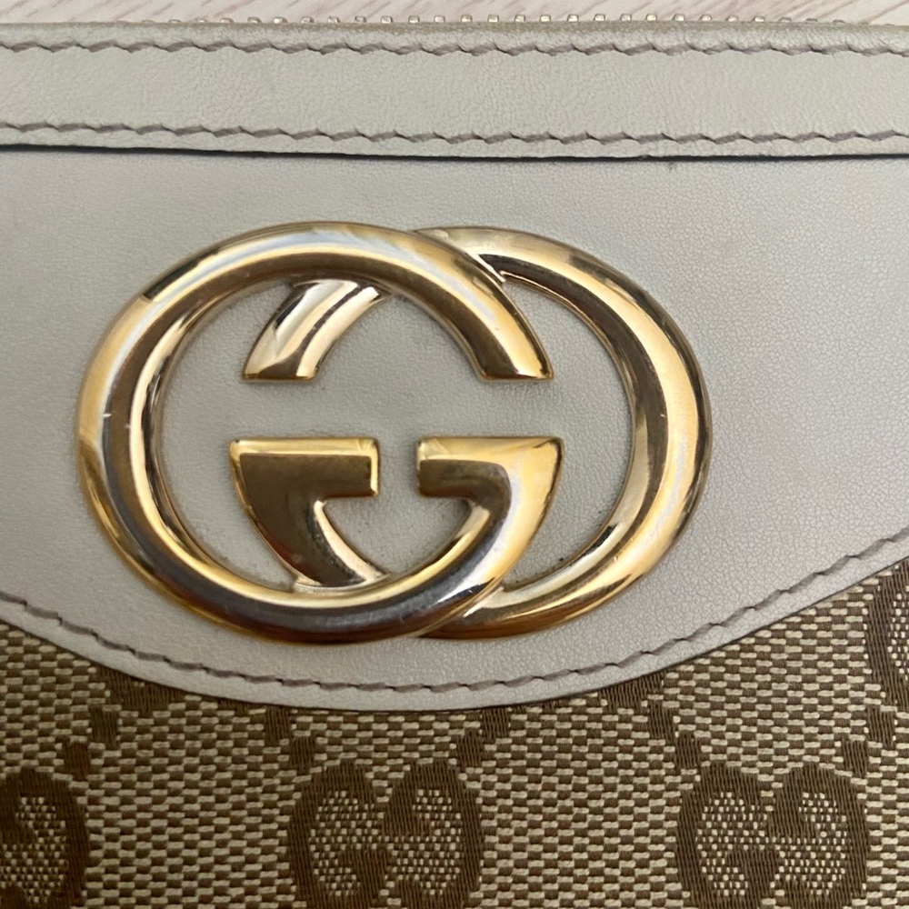 Gucci Beige/Gold GG Canvas and Leather Sukey Continental Wallet - Picture 4 of 11